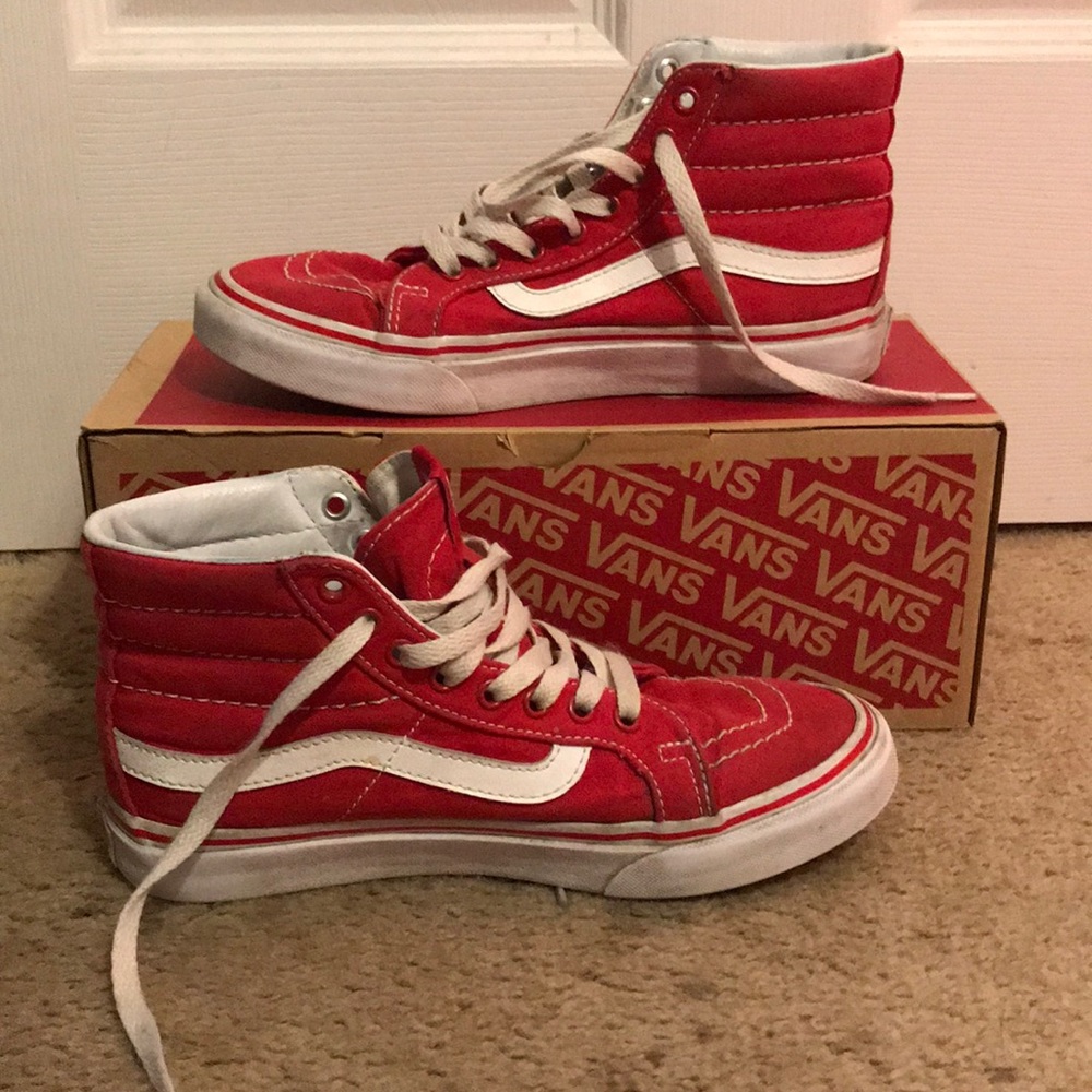 Size  6 1/2 red high top vans